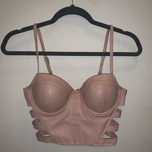 Strappy Pink Corset Crop Top